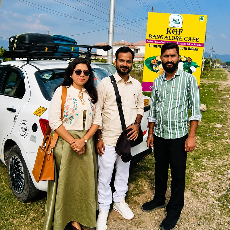 Adarsh Maurya with TravelTrek driver Ajit during the Char Dham Yatra